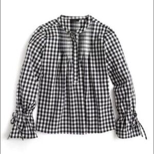 J. Crew Black and White Gingham Blouse